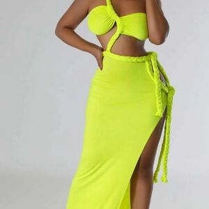Lime Green Cut-Out Maxi Dress
